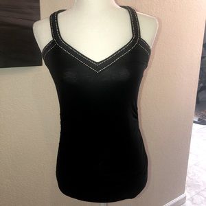 WHBM Strappy black tank top with silver
